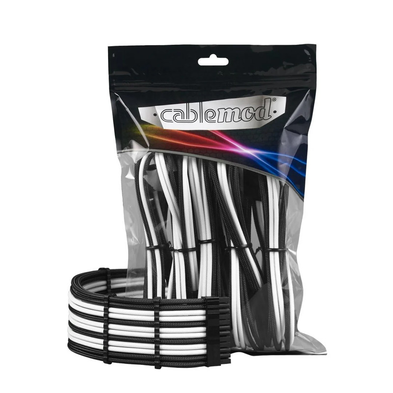CableMod - ModMesh PRO Dual 8 pin PCI-E Sleeved Cable Extensions - Black/White - كابل